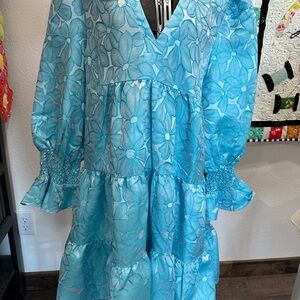 Pomander Place Jacquard Blue Dress xxl